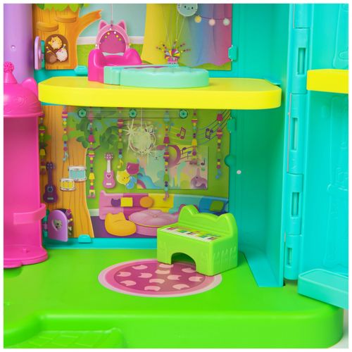 בית הבובות של גבי חגיגת יום הולדת עם אפקטים, מוזיקה, מעלית, דמות ו-13 אביזרי משחק   