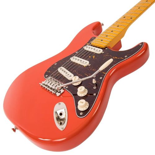 זוית נוספת Vintage V6M Reissued Firenza Red Electric Guitar