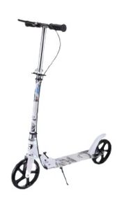 קורקינט אלומיניום מתקפל עם גלגלי 200 מ"מ גדולים, מעצור יד ורגל Classic Scooter Pro - לבן