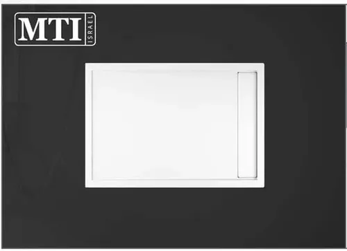 אגנית למקלחון מלבנית 70X100 MTI-260 מבית אמבטיות MTI עם תעלת ניקוז בגוון לבן.