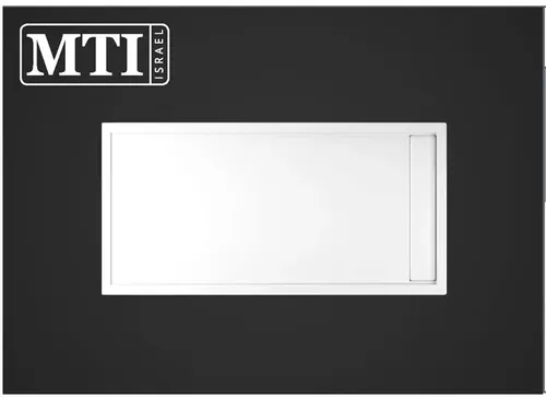 אגנית למקלחון מלבנית 70x140 דגם MTI-268 מבית אמבטיות MTI עם תעלת ניקוז בגוון לבן.