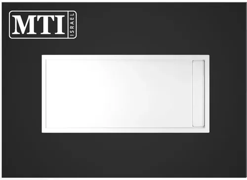 אגנית למקלחון מלבנית 70X150 MTI-270 מבית אמבטיות MTI עם תעלת ניקוז בגוון לבן.