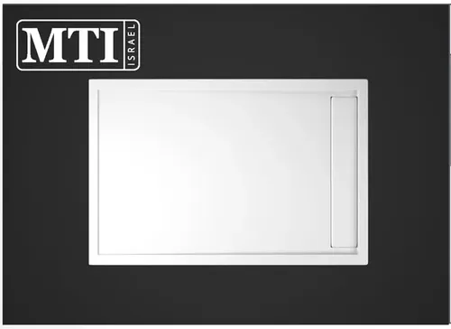 אגנית למקלחון מלבנית 80X120 דגם MTI-284 מבית אמבטיות MTI עם תעלת ניקוז בגוון לבן.