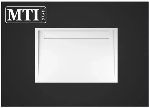 אגנית למקלחון מלבנית 80x120 מבית אמבטיות MTI עם תעלת ניקוז בגוון לבן דגם MTI-285.