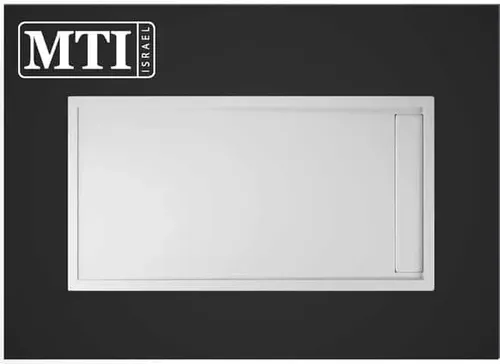 אגנית למקלחון מלבנית 80X150 MTI-290 מבית אמבטיות MTI בגוון לבן עם תעלת ניקוז.