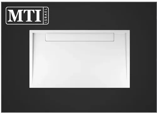 אגנית למקלחון מלבנית 80x140 דגם MTI-289 מבית אמבטיות MTI עם תעלת ניקוז בגוון לבן.