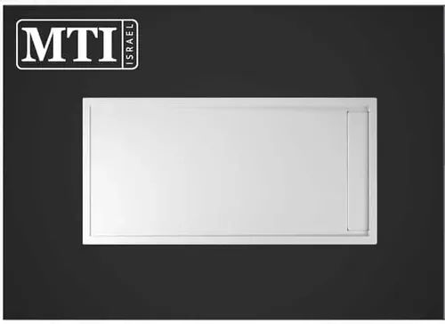 אגנית למקלחון מלבנית 80x160 דגם MTI-292 מבית אמבטיות MTI עם תעלת ניקוז בגוון לבן.