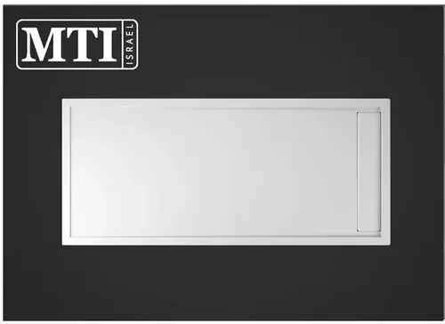 אגנית למקלחון מלבנית 80x170 מבית אמבטיות MTI עם תעלת ניקוז בגוון לבן, דגם MTI-294.