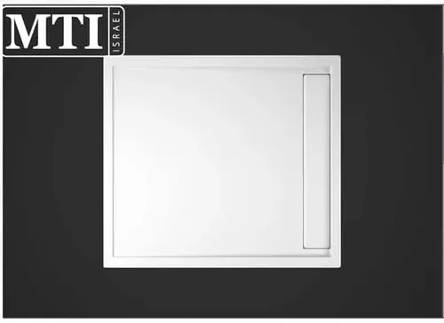 אגנית למקלחון מלבנית 90x100 MTI-244 מבית אמבטיות MTI עם תעלת ניקוז בגוון לבן.
