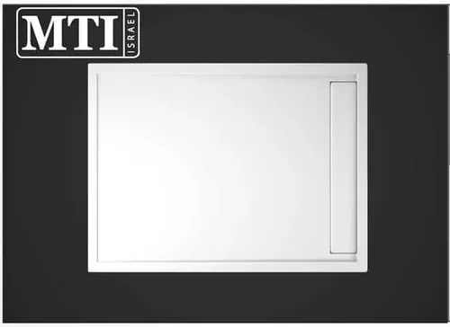 אגנית למקלחון מלבנית 90x120 דגם MTI-245 מבית אמבטיות MTI עם תעלת ניקוז בגוון לבן.
