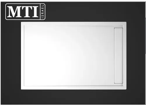 אגנית למקלחון מלבנית 90x140 MTI-246 מבית אמבטיות MTI בגוון לבן עם תעלת ניקוז.
