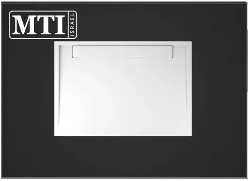 אגנית למקלחון מלבנית 90x130 MTI-252 מבית אמבטיות MTI עם תעלת ניקוז בגוון לבן.