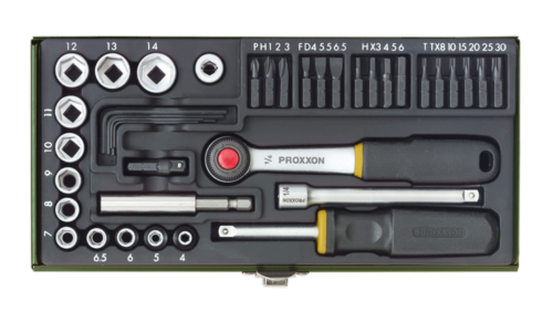 סט בוקסות D1/4 וביטים 39 חלקים מבית PROXXON גרמניה 