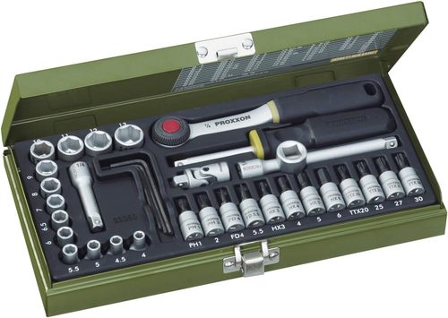 סט בוקסות D1/4 וביטים 36 חלקים מבית PROXXON גרמניה 