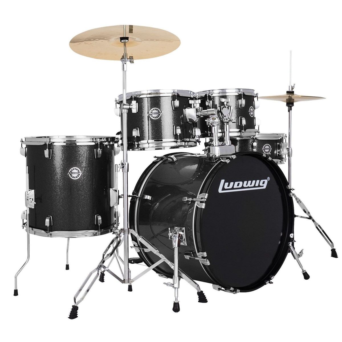 מערכת תופים 5 חלקים "20 כולל אביזרים ומצילות LUDWIG LC19011 BLACK SPARKLE