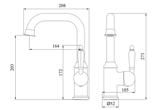 ברז לכיור רחצה ענתיק 3681CB עם פיה ניקל מוברש של סיוון אופיר.