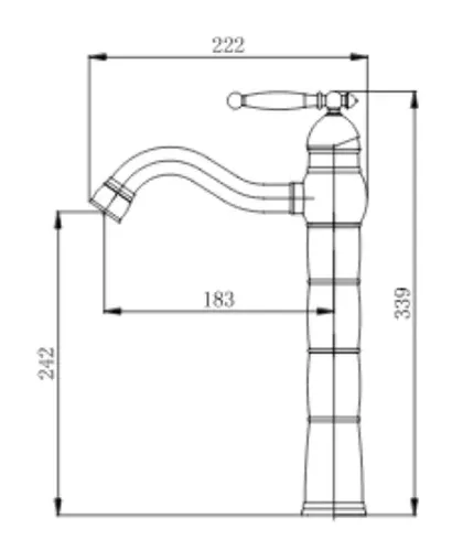 ברז לכיור מונח ענתיק 3132G עם פיה מעוצבת בגימור זהב מבריק.