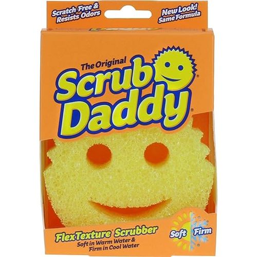 ספוג Scrub Daddy בצבעים - ספוג ניקוי חכם ללא שריטות המתאים למחבתות נון-סטיק ונירוסטה, משתנה לפי טמפרטורת המים