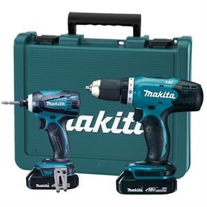 סט נטען 18V מברגת אימפקט + מברגה מקדחה + 2 סוללות 1.5 אמפר ומטען - MAKITA DLX4144RYE