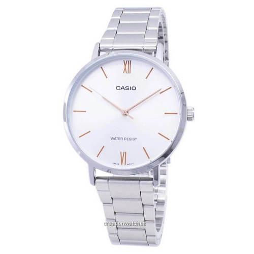 שעון יד אנלוגי לנשים עם רצועת Stainless Steel כסופה Casio LTP-VT01D-7BUDF