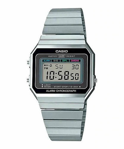 שעון יד דיגיטלי וינטאג' עם רצועת Stainless Steel כסופה Casio A700W-1ADF
