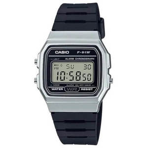 שעון יד דיגיטלי קלאסי עם רצועת סיליקון שחורה Casio F-91WM-1BDF - צבע אפור