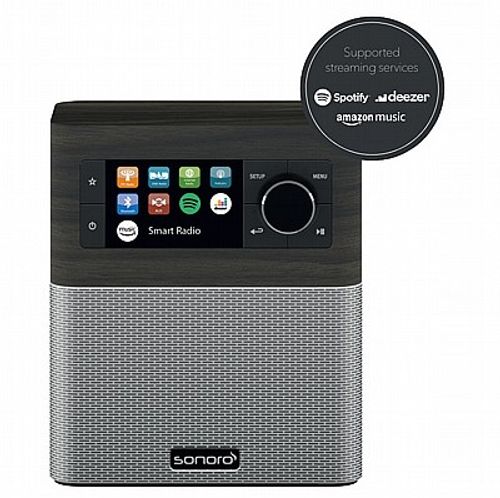 רדיו אינטרנטי דגם STREAM מבית SONORO צבע עץ כהה וכסוף