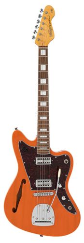 Vintage REVO Series 'Surfmaster' Thinline Twin Electric Guitar ~ Trans Orange