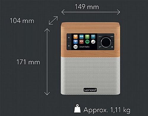 רדיו אינטרנטי דגם STREAM מבית SONORO צבע מייפל ולבן