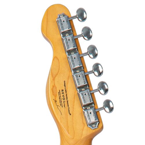 זוית נוספת Vintage REVO Series 'Surfmaster' Thinline Twin Electric Guitar ~ Trans Orange