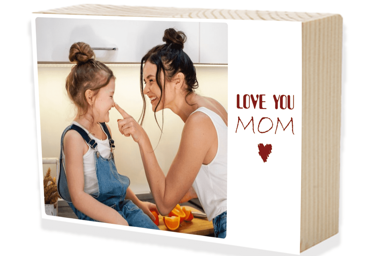 בלוק עץ לאמא Love You Mom