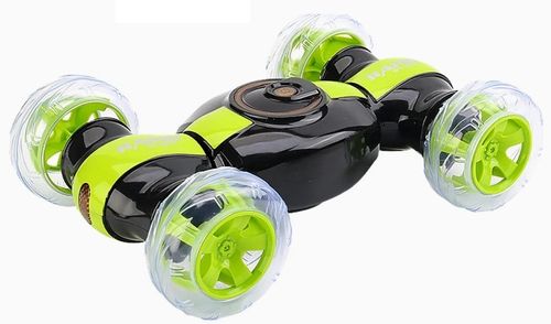 מכונית פעלולים RAPID STUNT CAR עם גלגלים מוארים צבעוניים וסוללה נטענת - ירוק