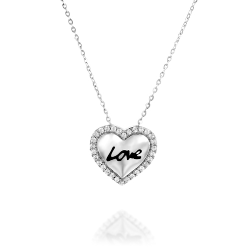 שרשרת תליון LOVE ויהלומים זהב 14K