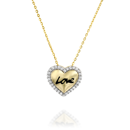 שרשרת תליון LOVE ויהלומים זהב 14K