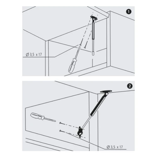 בוכנת גז 50N עד 180N (ניוטון) איכותית Stabilus לארון קלפה עליונה במטבח המנגנון מתאים לדלתות הנפתחות באמצעות משיכה כלפי מעלה ומסייע בפתיחה וסגירה של הדלת תיקון, הרכבה, החלפה וכיוון קלים ופשוטים - עולם הפרזול 04
