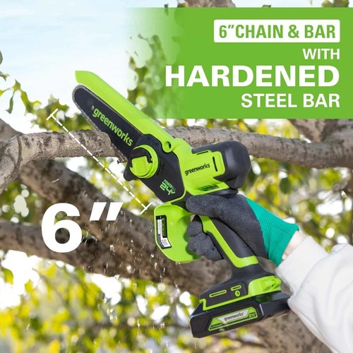 מסור שרשרת נטען 24V אורך להב 10 ס”מ – גוף בלבד  Greenworks