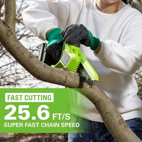 מסור שרשרת נטען 24V אורך להב 10 ס”מ – גוף בלבד  Greenworks