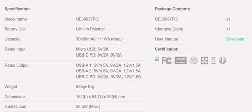 מטען נייד (power bank) אלחוטי לסמאטפון/טאבלט , סדרה ULTIMATE, דגם QE20007PQ