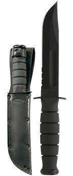 KA-BAR - סכין קאבר פלסים חצי משוננת BLACK FIGHTING 1257