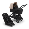 עגלת משולבת Bugaboo Dragonfly בוגבו דרגונפליי שלדה שחורה בד שחור גגון חול מדבר