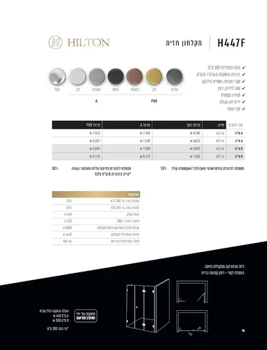 מקלחון חזית מיטרני צירים סדרת HILTON H447F עם צירים בולטים.