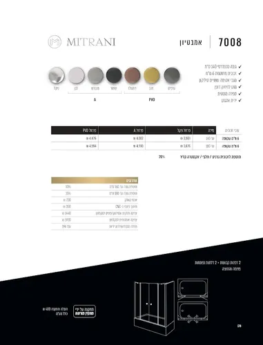 אמבטיון מיטרני פרופילים סדרת MITRANI 7008, פרופיל מתכת כסוף.