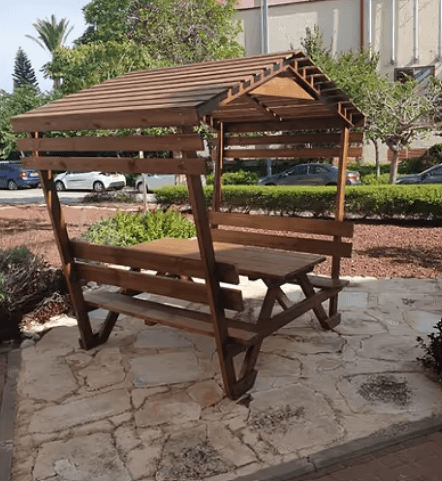 שולחן פיקניק מקורה XL עם משענות גב
