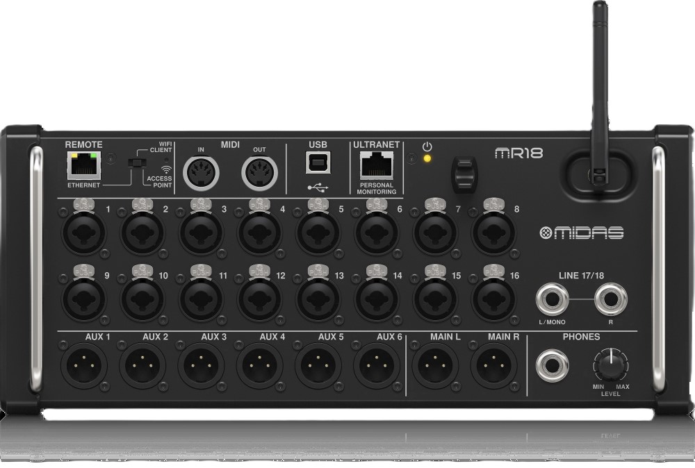 מיקסר דיגיטלי MIDAS MR18 – 18 ערוצים עם WiFi וממשק USB