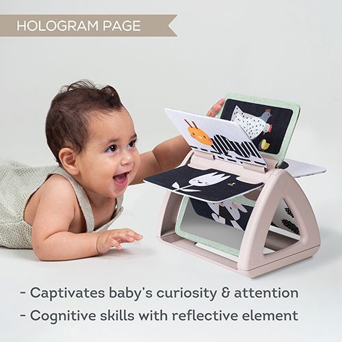 ספר פעילות מסתובב לזמן בטן שחור/לבן עם 10 דפים ומראה לגירוי חזותי והתפתחות קוגניטיבית