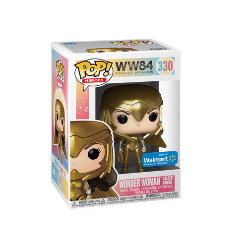 POP Wonder Woman 1984 Golden Armor w Helmet (מטאלי) (אקסקלוסיבי מדבקה כסופה) - אריזה פגומה