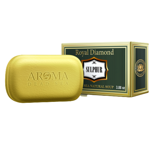 ארומה | סבון גופרית | טבעי | מכיל 110 גרם | מועשר במינרלים מים המלח | ארומה דד סי | Aroma Dead Sea