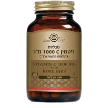 ויטמין C | בתוספת פקעות ורדים | במינון 1000 מ"ג | מכיל 100 טבליות | מתאים לצמחונים וטבעונים סולגאר | Solgar