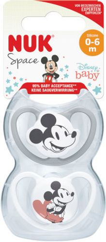 זוג מוצצי נוק ספייס דיסני NUK Space Disney Baby | סיליקון 0-6 חודשים | מיקי מאוס | נוק | NUK