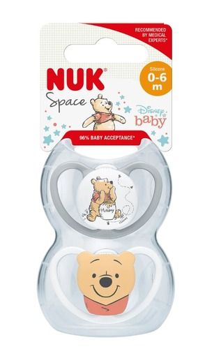 זוג מוצצי נוק ספייס דיסני NUK Space Disney Baby | סיליקון 0-6 חודשים | פו הדוב | נוק | NUK